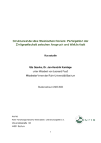 Titelseite der Studie „Strukturwandel des Rheinischen Reviers: Partizipation der Zivilgesellschaft zwischen Anspruch und Wirklichkeit”