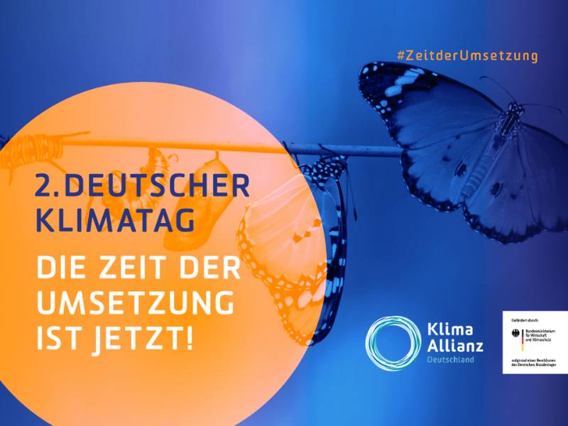 2. Deutscher Klimatag – Die Zeit der Umsetzung ist jetzt! #ZeitderUmsetzung [Logo Klima-Allianz Deutschland, Förderlogo BMWK]